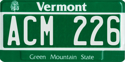 VT license plate ACM226