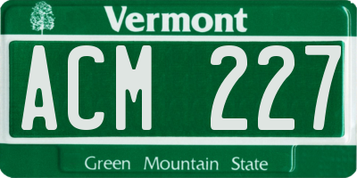 VT license plate ACM227