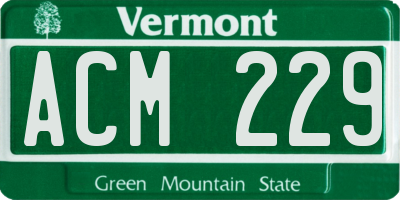 VT license plate ACM229