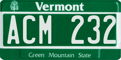 VT license plate ACM232