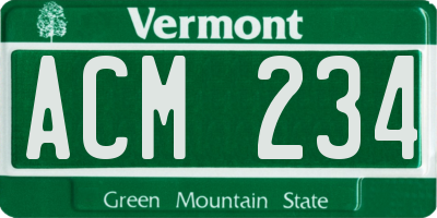 VT license plate ACM234