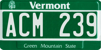 VT license plate ACM239