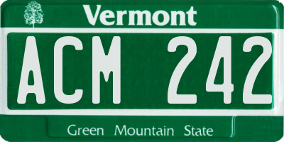 VT license plate ACM242