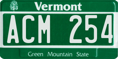 VT license plate ACM254