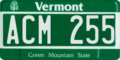 VT license plate ACM255