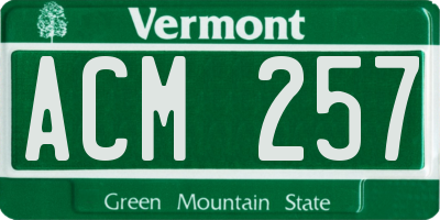VT license plate ACM257