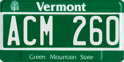 VT license plate ACM260