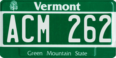 VT license plate ACM262