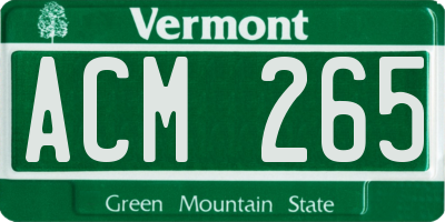 VT license plate ACM265