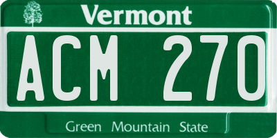 VT license plate ACM270