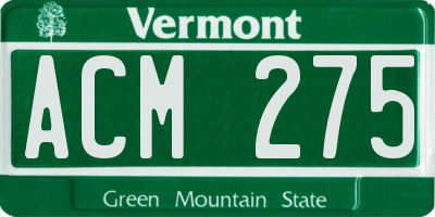 VT license plate ACM275