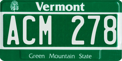 VT license plate ACM278