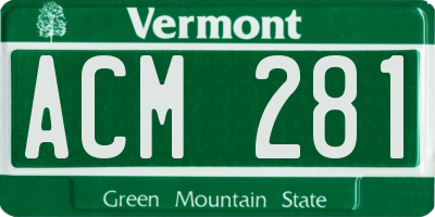 VT license plate ACM281