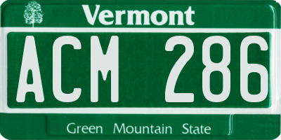 VT license plate ACM286