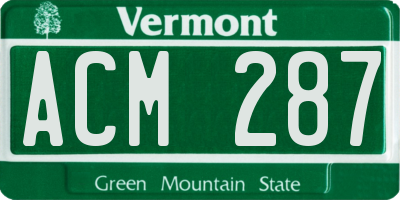 VT license plate ACM287