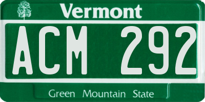 VT license plate ACM292