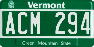 VT license plate ACM294