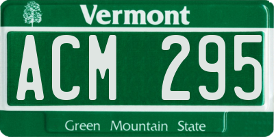 VT license plate ACM295