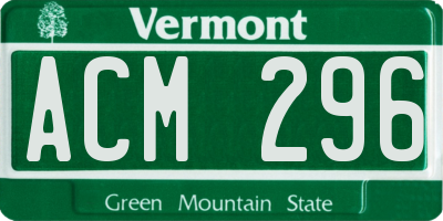 VT license plate ACM296