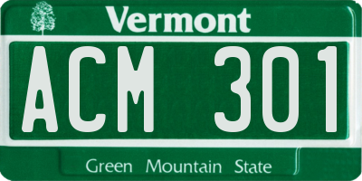 VT license plate ACM301