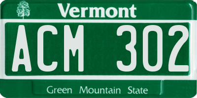 VT license plate ACM302