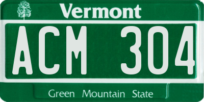 VT license plate ACM304