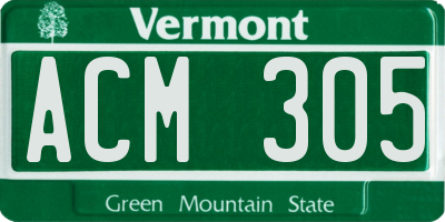 VT license plate ACM305