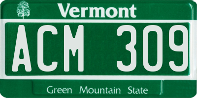VT license plate ACM309