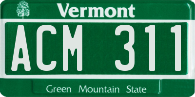 VT license plate ACM311
