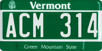 VT license plate ACM314