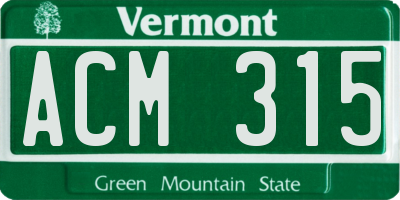VT license plate ACM315