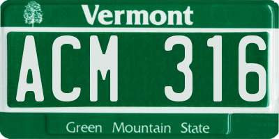 VT license plate ACM316