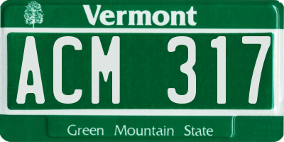 VT license plate ACM317