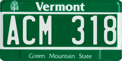 VT license plate ACM318