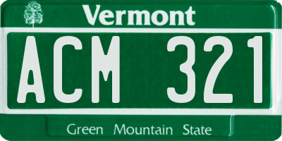 VT license plate ACM321