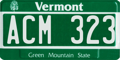 VT license plate ACM323