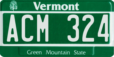 VT license plate ACM324
