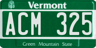 VT license plate ACM325