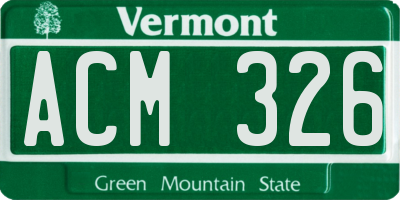 VT license plate ACM326