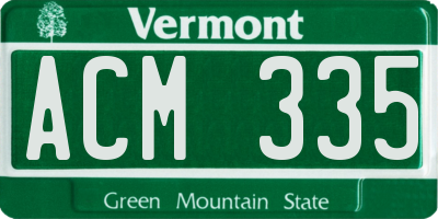 VT license plate ACM335