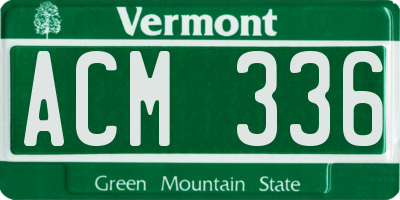 VT license plate ACM336
