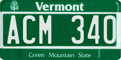 VT license plate ACM340