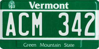 VT license plate ACM342