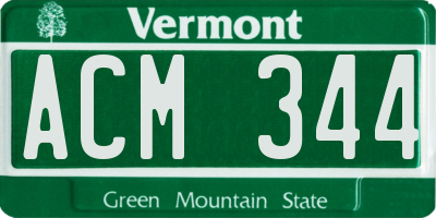 VT license plate ACM344