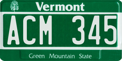 VT license plate ACM345