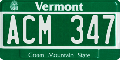 VT license plate ACM347