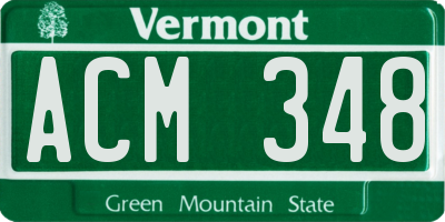VT license plate ACM348