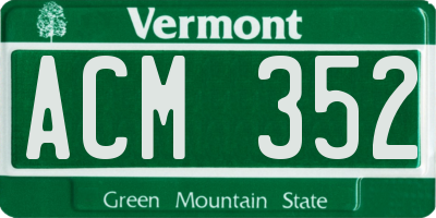 VT license plate ACM352