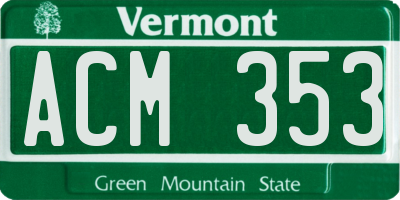 VT license plate ACM353