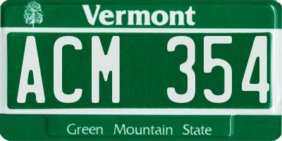 VT license plate ACM354